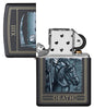 Front view of the Death Card Design Lighter open and unlit 