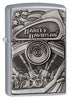 Front shot of Harley-Davidson Street Chrome Windproof Lighter standing at a 3/4 angle