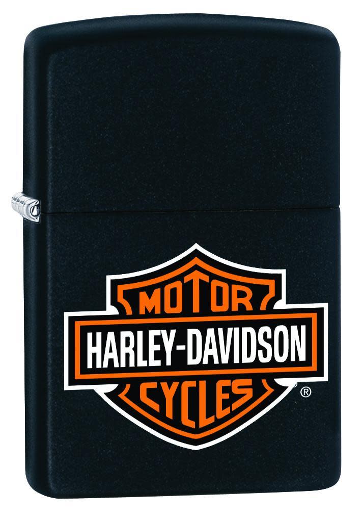 Harley-Davidson Black Matte Windproof Lighter 3/4 View