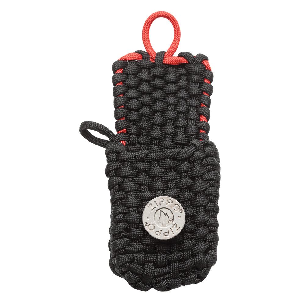 Black and Red Nylon Paracord Pouch Open