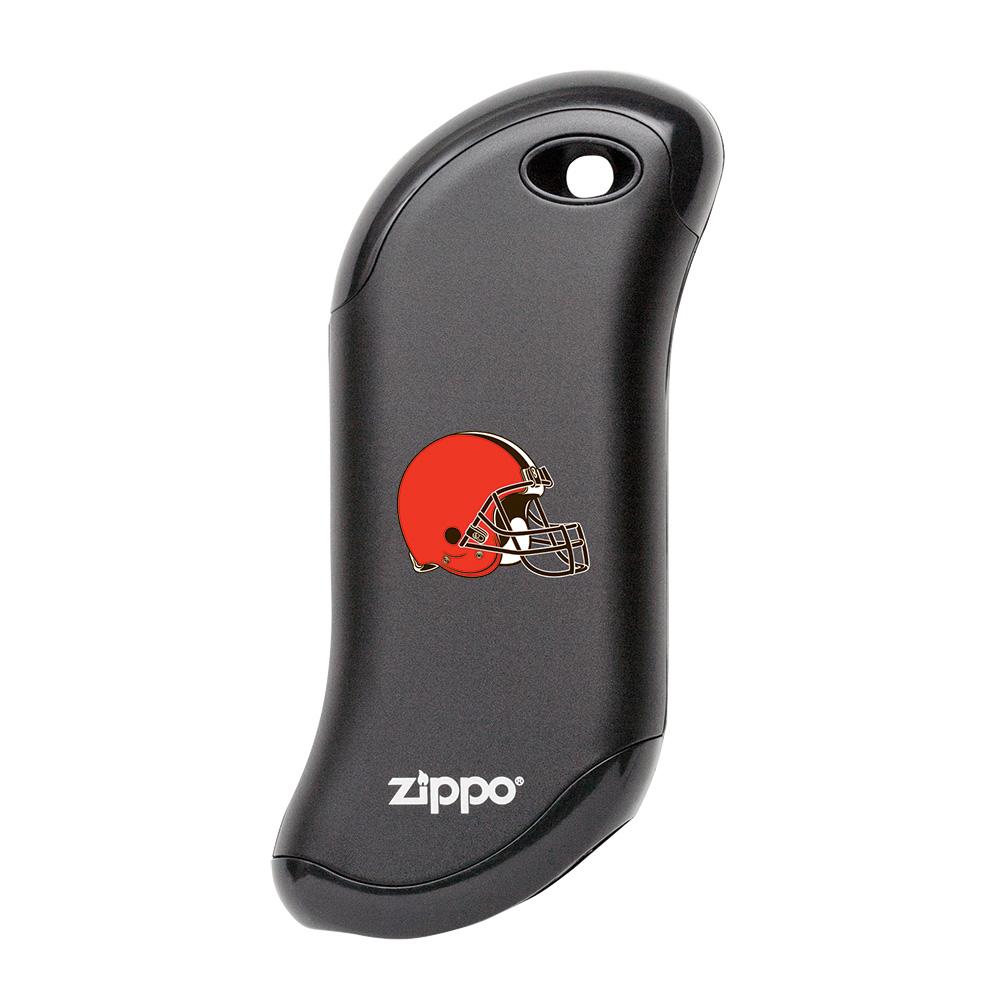 Front of black NFL Cleveland Browns: HeatBank 9s Rechargeable Hand Warmer
