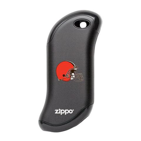 Front of black NFL Cleveland Browns: HeatBank 9s Rechargeable Hand Warmer