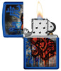 Front shot of Royal Blue Colorful Tiger Design Windproof Lighter 