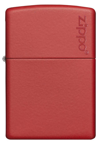 Front view of Classic Red Matte Zippo Logo Windproof Lighter.