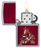 NHL® Arizona Coyotes Street Chrome™ Windproof Lighter with its lid open and lit