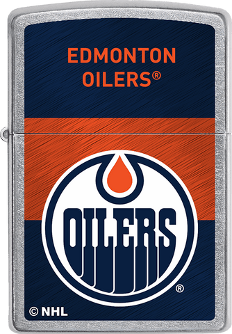 Front of NHL® Edmonton Oilers Street Chrome™ Windproof Lighter