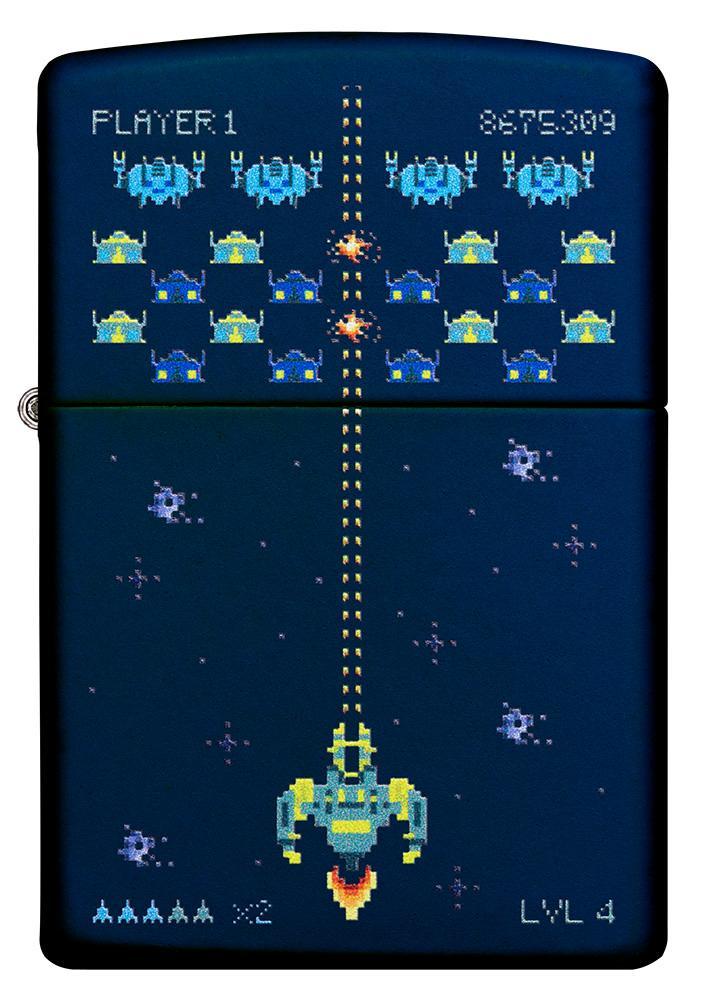 Front of Pixel Game Navy Matte windproof lighter