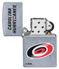 ©NHL Carolina Hurricanes Street Chrome™ Windproof Lighter with its lid open and unlit
