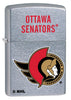 Front shot of the NHL Ottawa Senatorsr Street Chrome Windproof Lighter standing at a 3/4 angle