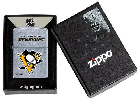 ©NHL Pittsburgh Penguins Street Chrome™ Windproof Lighter in its packaging