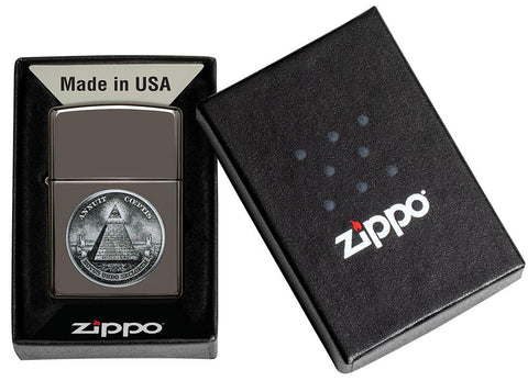 Dollar Design Black Ice Windproof Lighter in its packaging