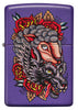 Front of Wolf in Sheep's Clothing Design Purple Matte Windproof Lighter