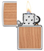 WOODCHUCK USA Cherry Emblem Windproof Lighter with its lid open and lit