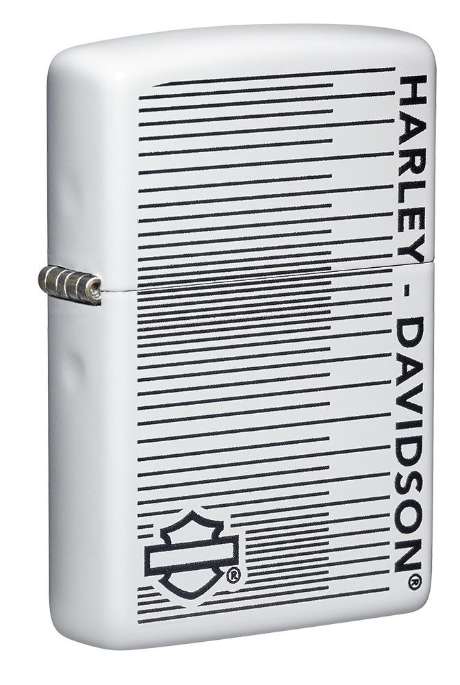 Harley-Davidson® White Matte Lines Design Windproof Lighter