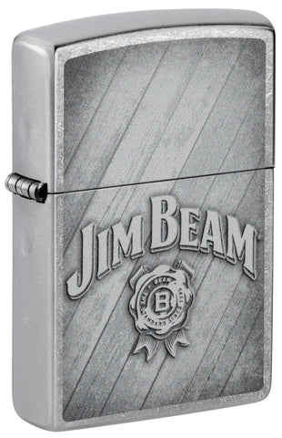Front shot of Jim Beam® Since 1795 Street Chrome™ Windproof Lighter standing at a 3/4 angle.