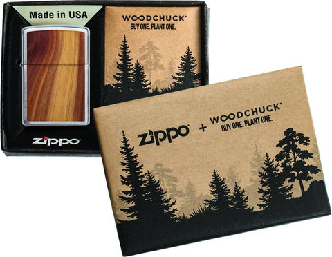 Woodchuck USA Cedar Windproof Lighter in packaging