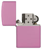 Classic Matte Pink Windproof Lighter with its lid open and unlit