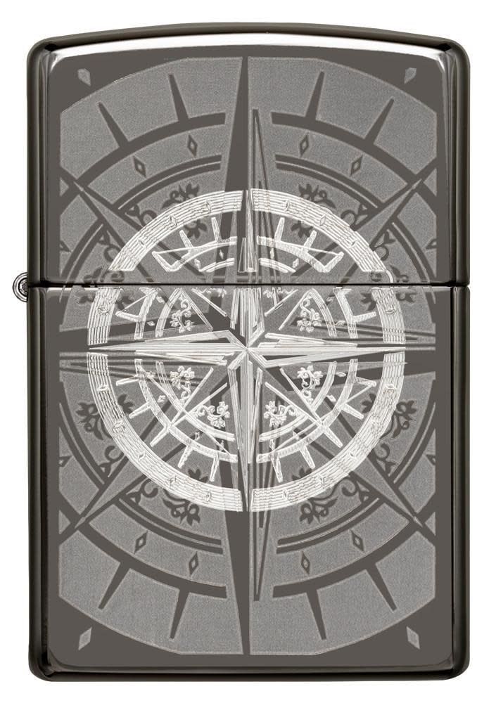 Engraved Compass Black Ice® windproof Lighter | Zippo USA