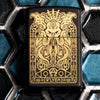 Lifestyle image of Zippo Windproof Cthulhu Lighter laying on a blue and black background