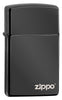 Front view of the Slim Ebony Finish with Zippo Logo shot at a 3/4 angle