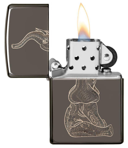 Zentangle Elephant Design with its lid open and lit