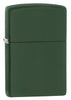 Front view of the Green Matte Classic Lighter shot at a 3/4 angle 