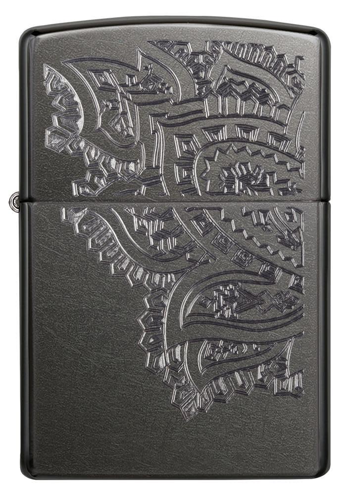Front view of Iced Paisley Gray Windproof Lighter