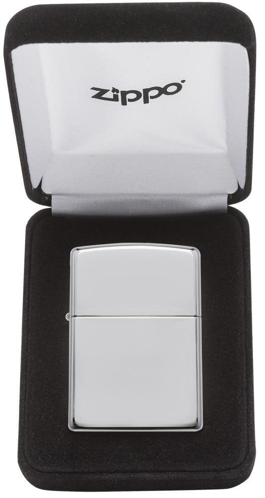 ArmorÂ® High Polish Sterling Silver Windproof Lighter in its Velour Case