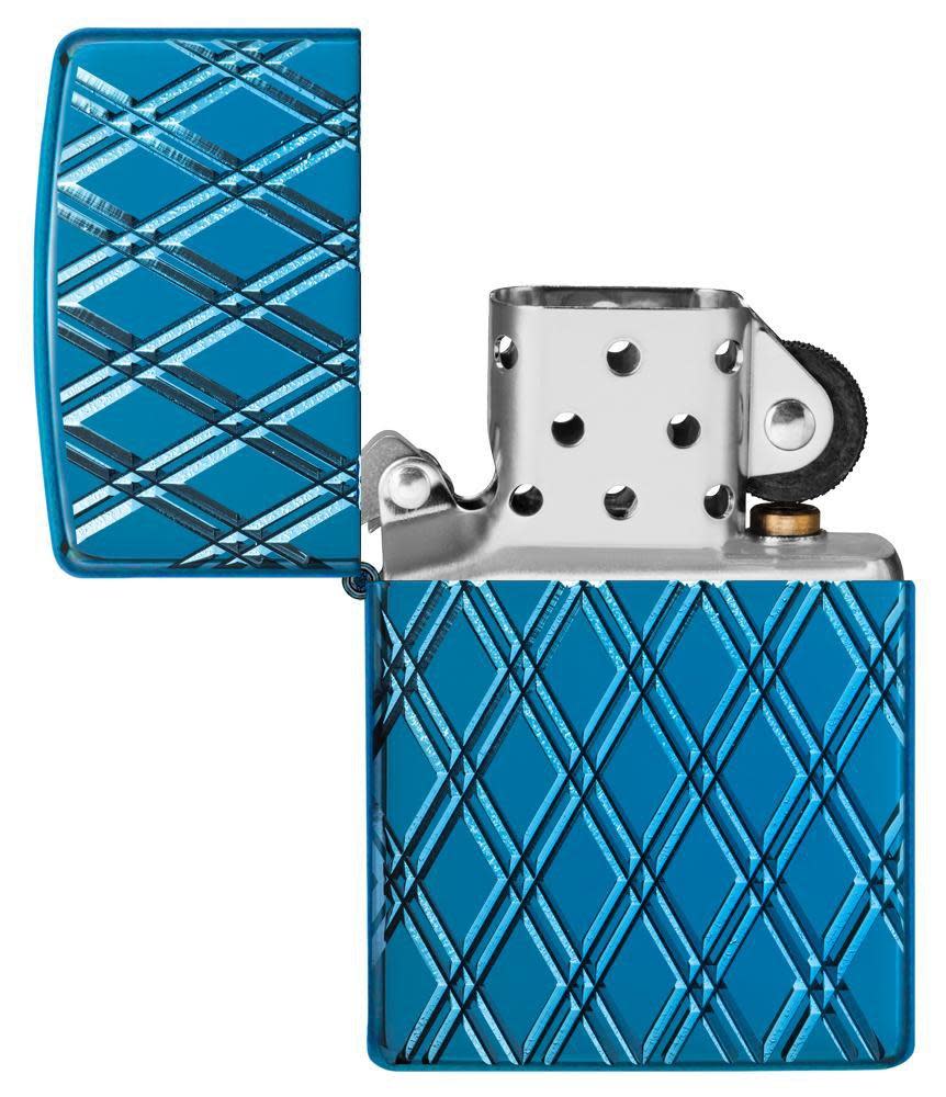 ArmorÂ® High Polish Blue Diamonds with its lid open and unlit