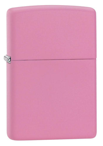 Front shot of Classic Matte Pink Windproof Lighter standing at a 3/4 angle