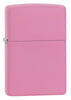 Front shot of Classic Matte Pink Windproof Lighter standing at a 3/4 angle