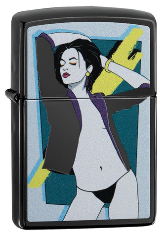 Front view of the Pop Art Women Design Lighter shot at a 3/4 angle