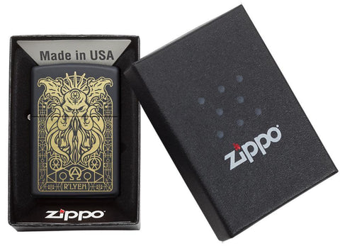 Zippo Windproof Cthulhu Lighter in its packaging
