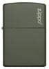 Front view of the Green Matte with Zippo Logo Lighter