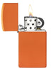 Slim® Orange Matte Windproof Lighter open and lit
