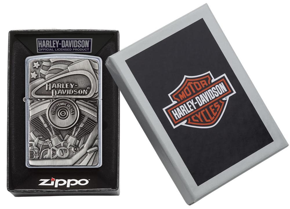 Harley-Davidson Street Chrome Windproof Lighter in its packaging
