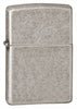 Armor® Antique Silver Plate Windproof Lighter standing at a 3/4 angle