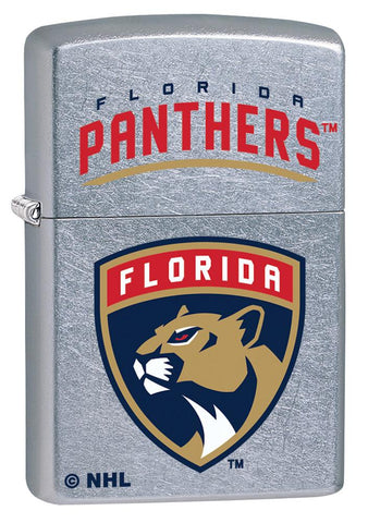 Front shot of NHL Florida Panthers Street Chrome™ Windproof Lighter standing at a 3/4 angle