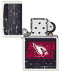 NFL Draft Arizona Cardinals Windproof Lighter with its lid open and unlit.