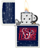 NFL Draft Houston Texans Windproof Lighter with its lid open and lit.