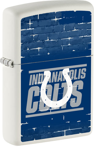 Front shot of NFL Draft Indianapolis Colts Windproof Lighter standing at a 3/4 angle.