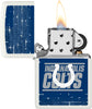 NFL Draft Indianapolis Colts Windproof Lighter with its lid open and lit.