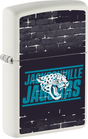 Front shot of NFL Draft Jacksonville Jaguars Windproof Lighter standing at a 3/4 angle.