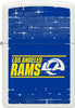NFL Draft Los Angeles Rams Windproof Lighter with its lid open and unlit.