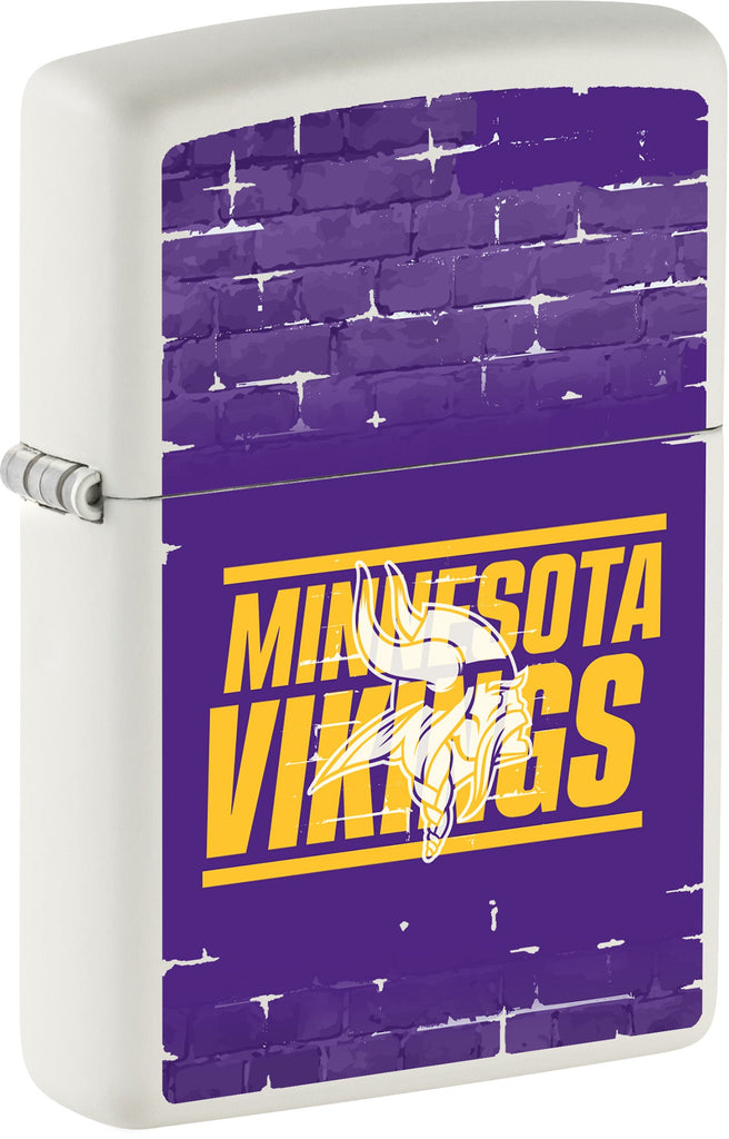 Front shot of NFL Draft Minnesota Vikings Windproof Lighter standing at a 3/4 angle.