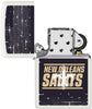 NFL Draft New Orleans Saints Windproof Lighter with its lid open and unlit.