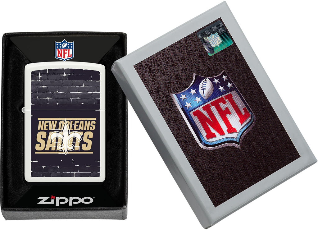 NFL Draft New Orleans Saints Windproof Lighter in its packaging.