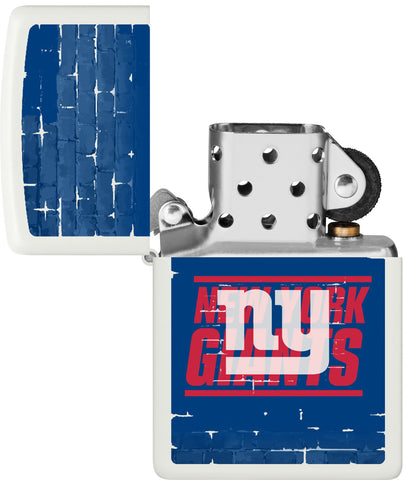 NFL Draft New York Giants Windproof Lighter with its lid open and unlit.