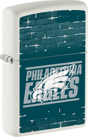 Front shot of NFL Draft Philadelphia Eagles Windproof Lighter standing at a 3/4 angle.