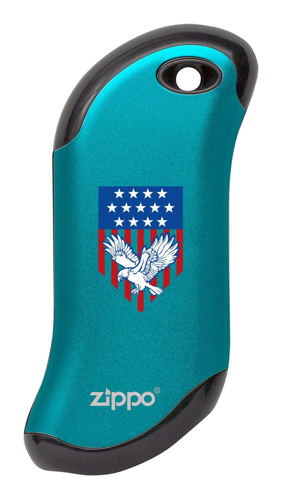 Eagle and American Flag: Blue HeatBank® 9s Rechargeable Hand Warmer